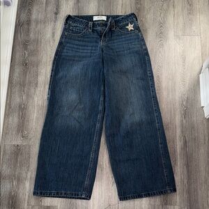 Hollister Dark Blue Wide-Leg Jeans with Star Patch
